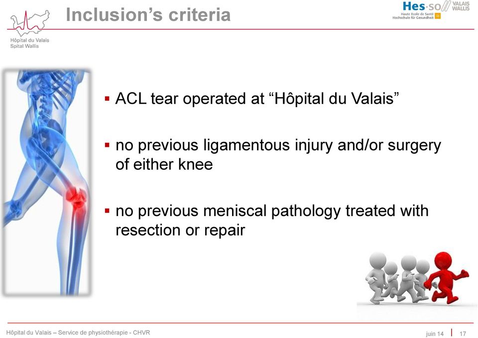 injury and/or surgery of either knee no