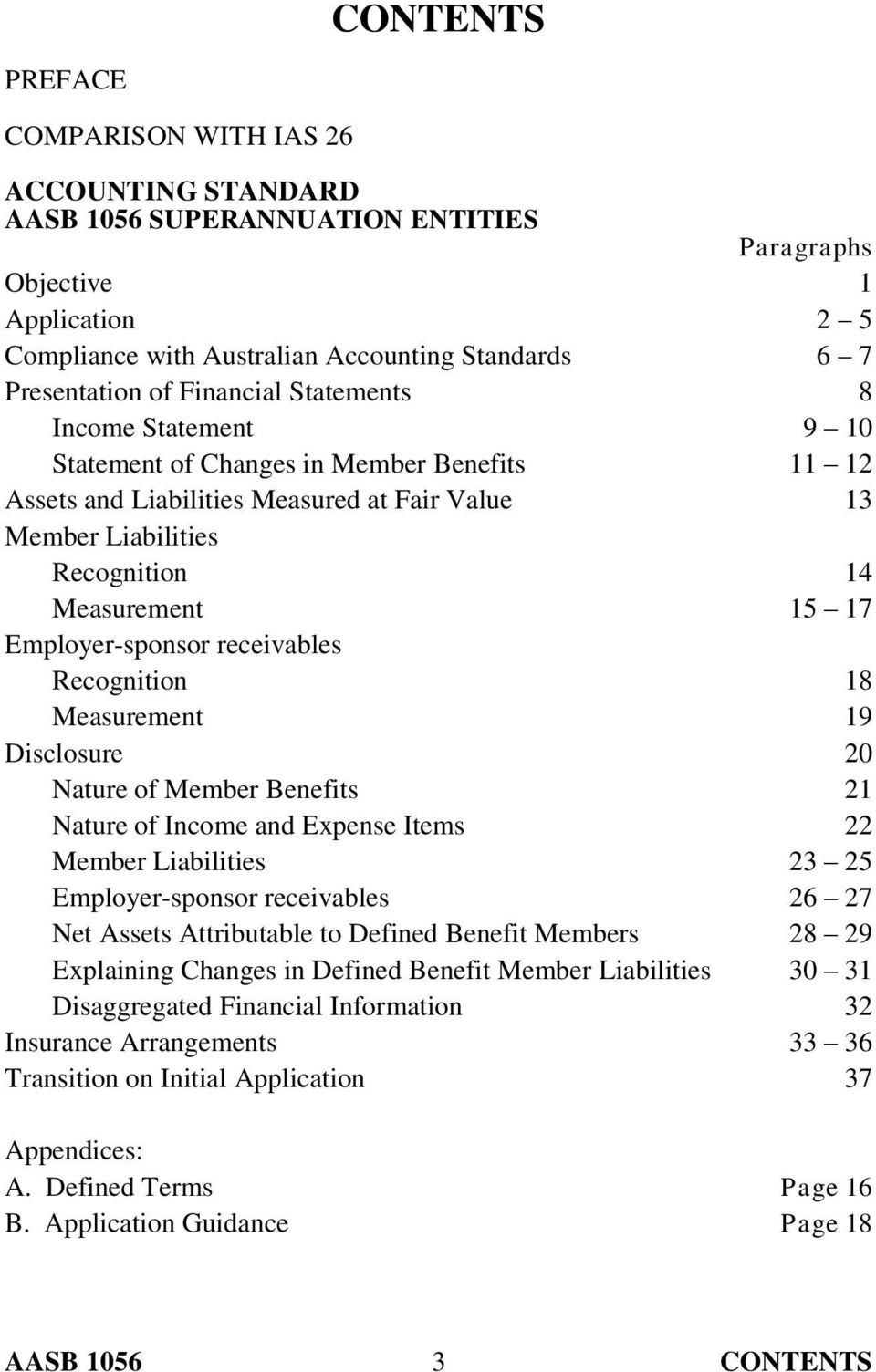 Employer-sponsor receivables Recognition 18 Measurement 19 Disclosure 20 Nature of Member Benefits 21 Nature of Income and Expense Items 22 Member Liabilities 23 25 Employer-sponsor receivables 26 27