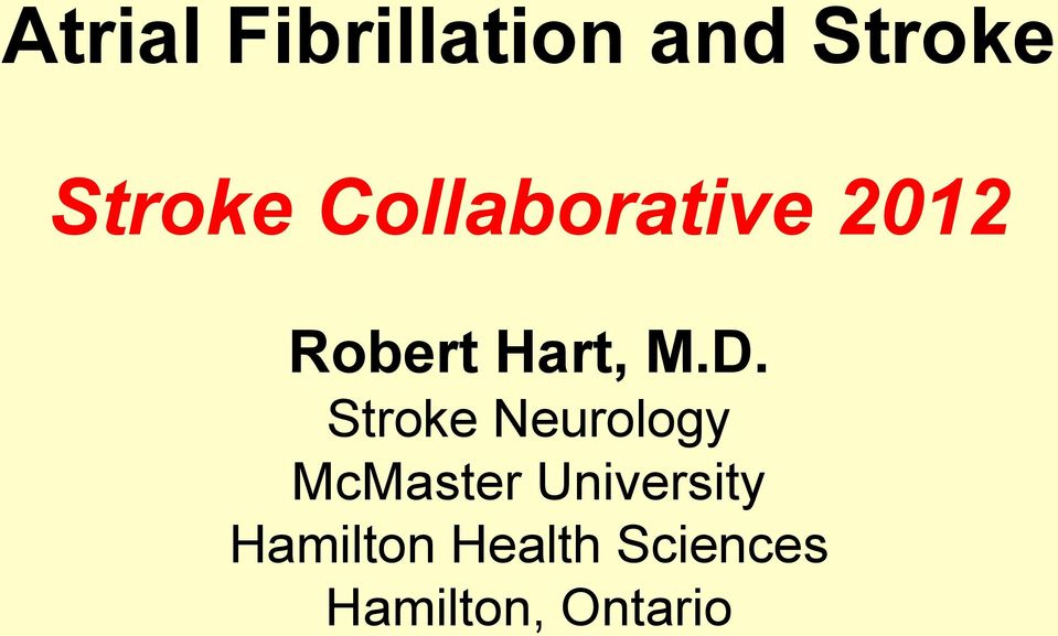 Stroke Neurology McMaster University