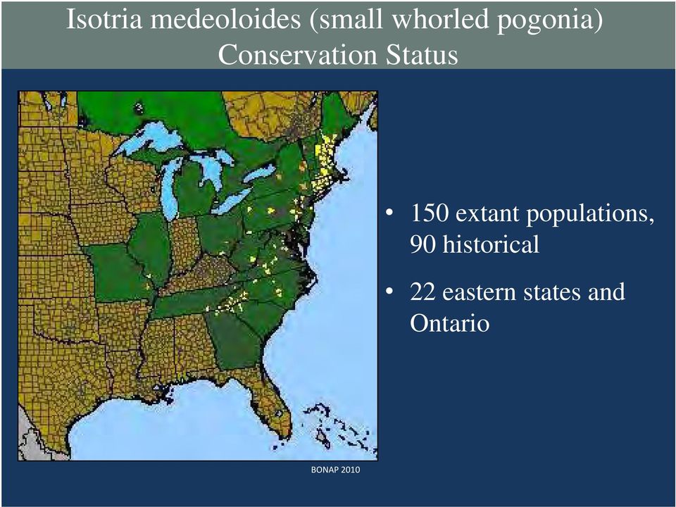 extant populations, 90 historical