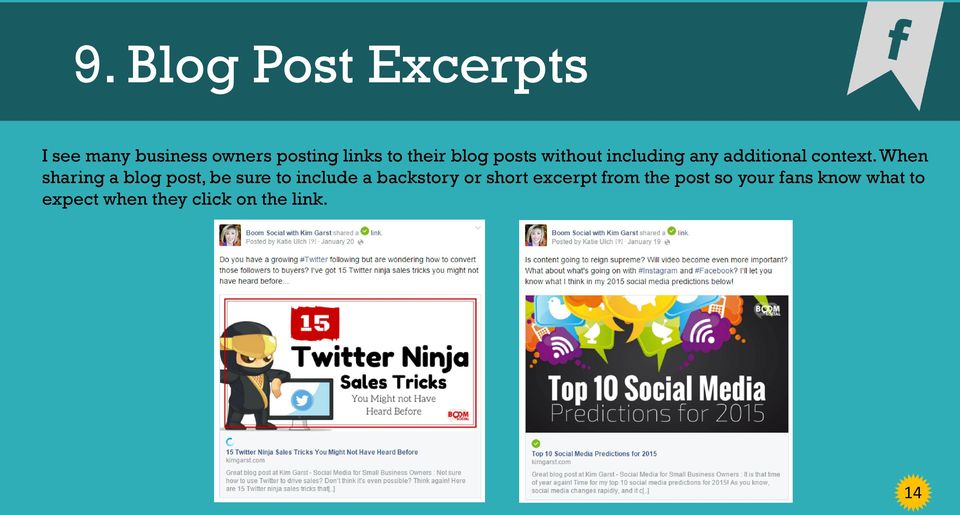 When sharing a blog post, be sure to include a backstory or short