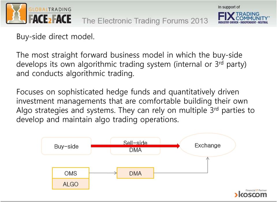 or 3 rd party) and conducts algorithmic trading.