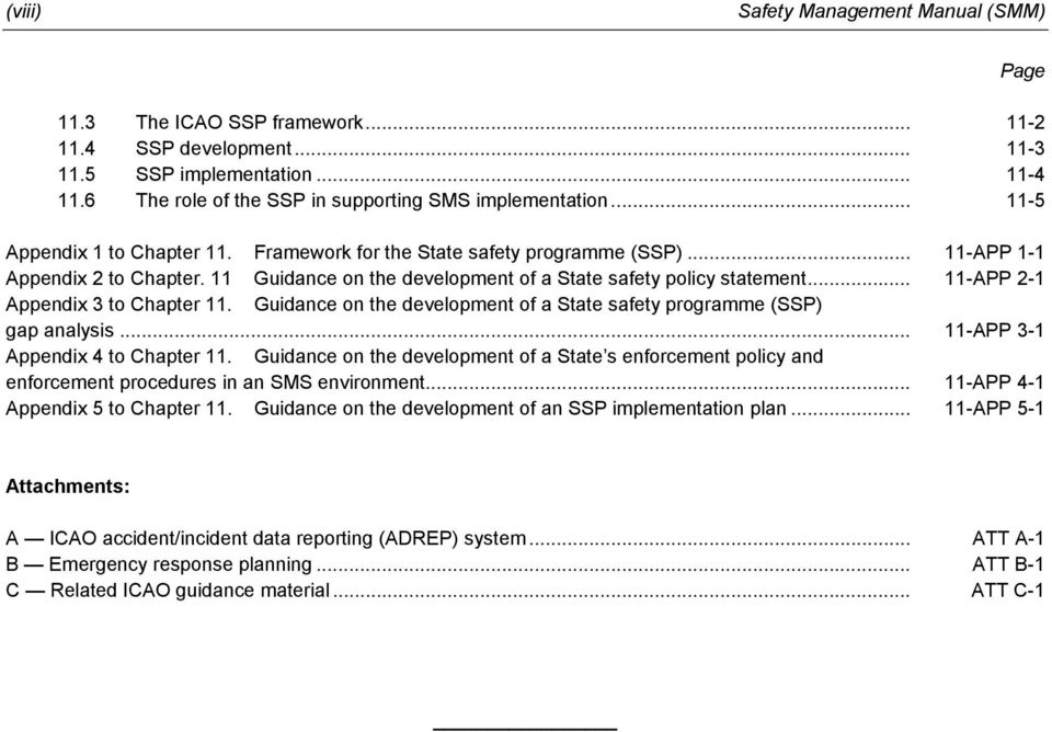 .. 11-APP 2-1 Appendix 3 to Chapter 11. Guidance on the development of a State safety programme (SSP) gap analysis... 11-APP 3-1 Appendix 4 to Chapter 11.