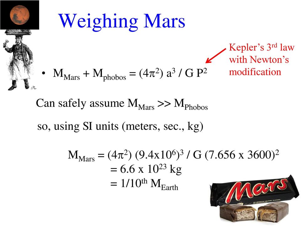 Phobos so, using SI units (meters, sec., kg) M Mars = (4p 2 ) (9.