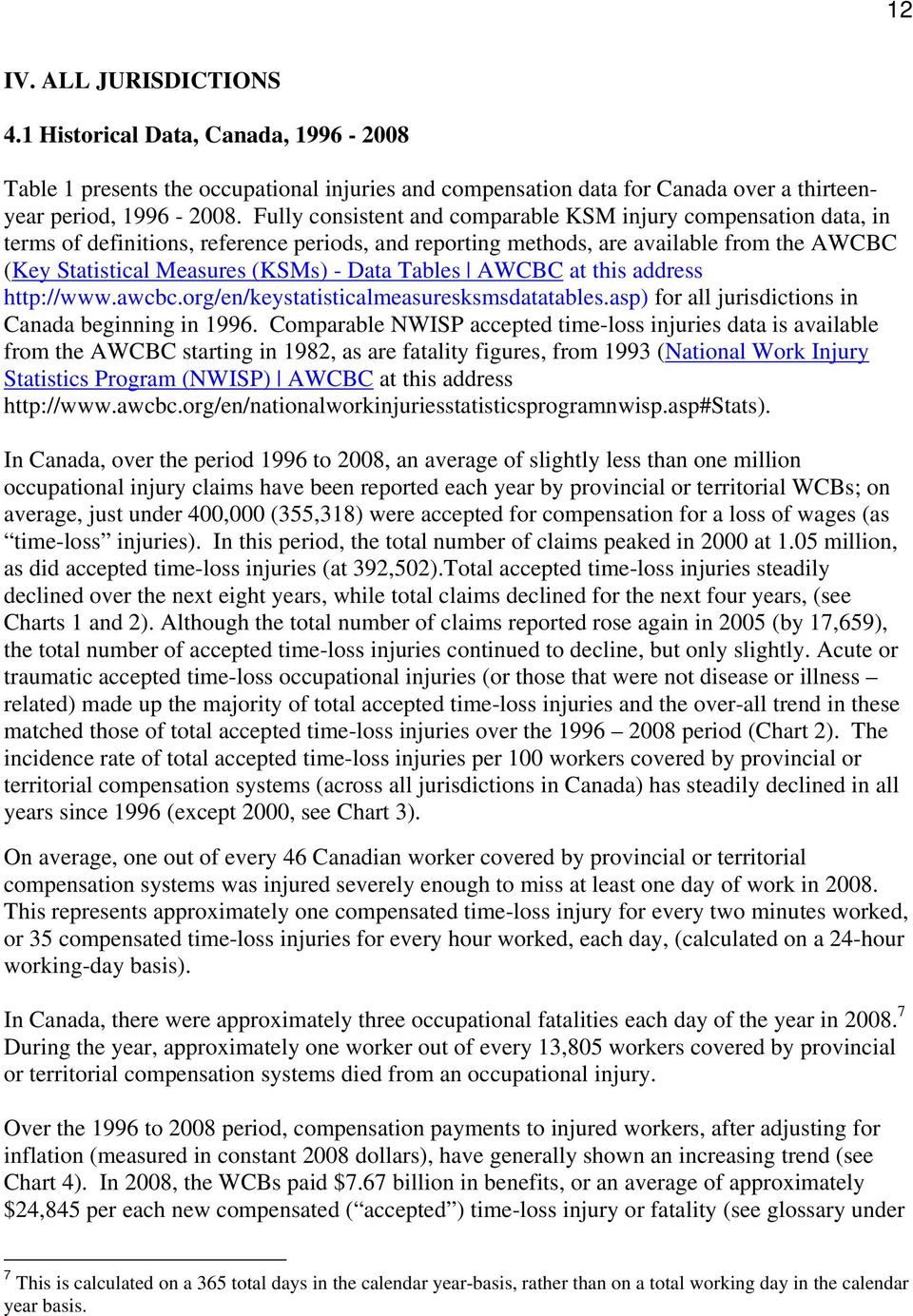 Tables AWCBC at this address http://www.awcbc.org/en/keystatisticalmeasuresksmsdatatables.asp) for all jurisdictions in Canada beginning in 1996.