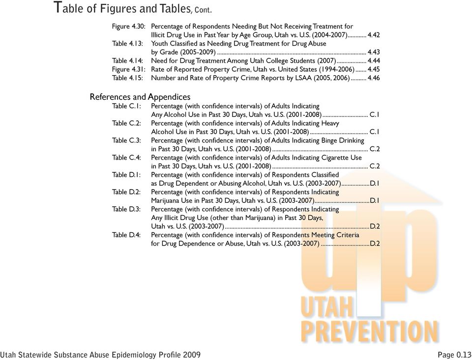 31: Rate of Reported Property Crime, Utah vs. United States (1994-2006)... 4.45 Table 4.15: Number and Rate of Property Crime Reports by LSAA (2005, 2006)... 4.46 References and Appendices Table C.