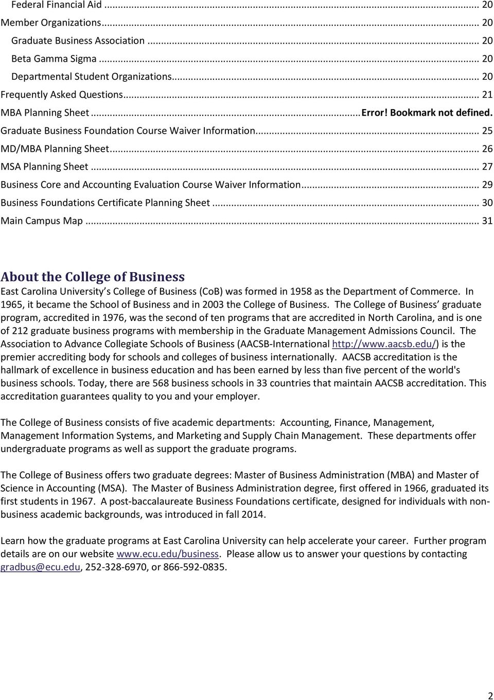 East Carolina University College Of Business Graduate Programs