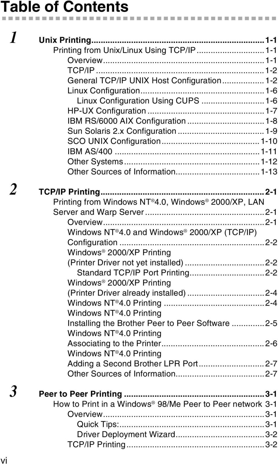 ..1-11 Other Systems...1-12 Other Sources of Information...1-13 2 TCP/IP Printing...2-1 Printing from Windows NT 4.0, Windows 2000/XP, LAN Server and Warp Server...2-1 Overview...2-1 Windows NT 4.