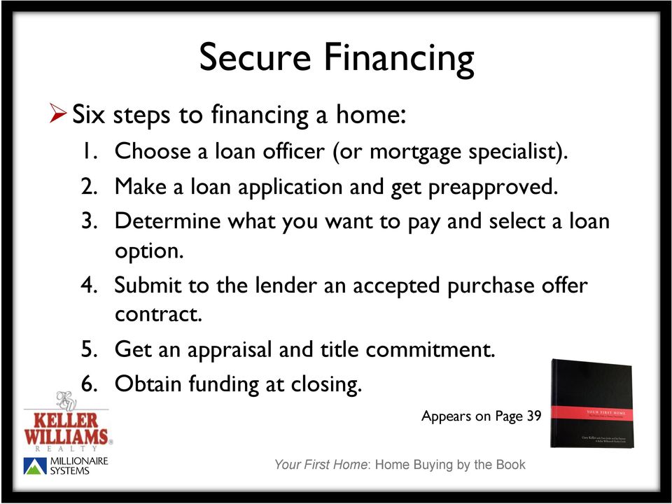 Make a loan application and get preapproved. 3.