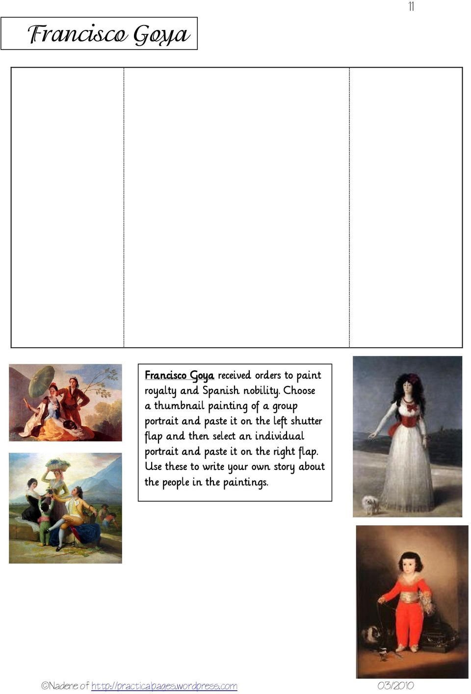 Choose a thumbnail painting of a group portrait and paste it on the left