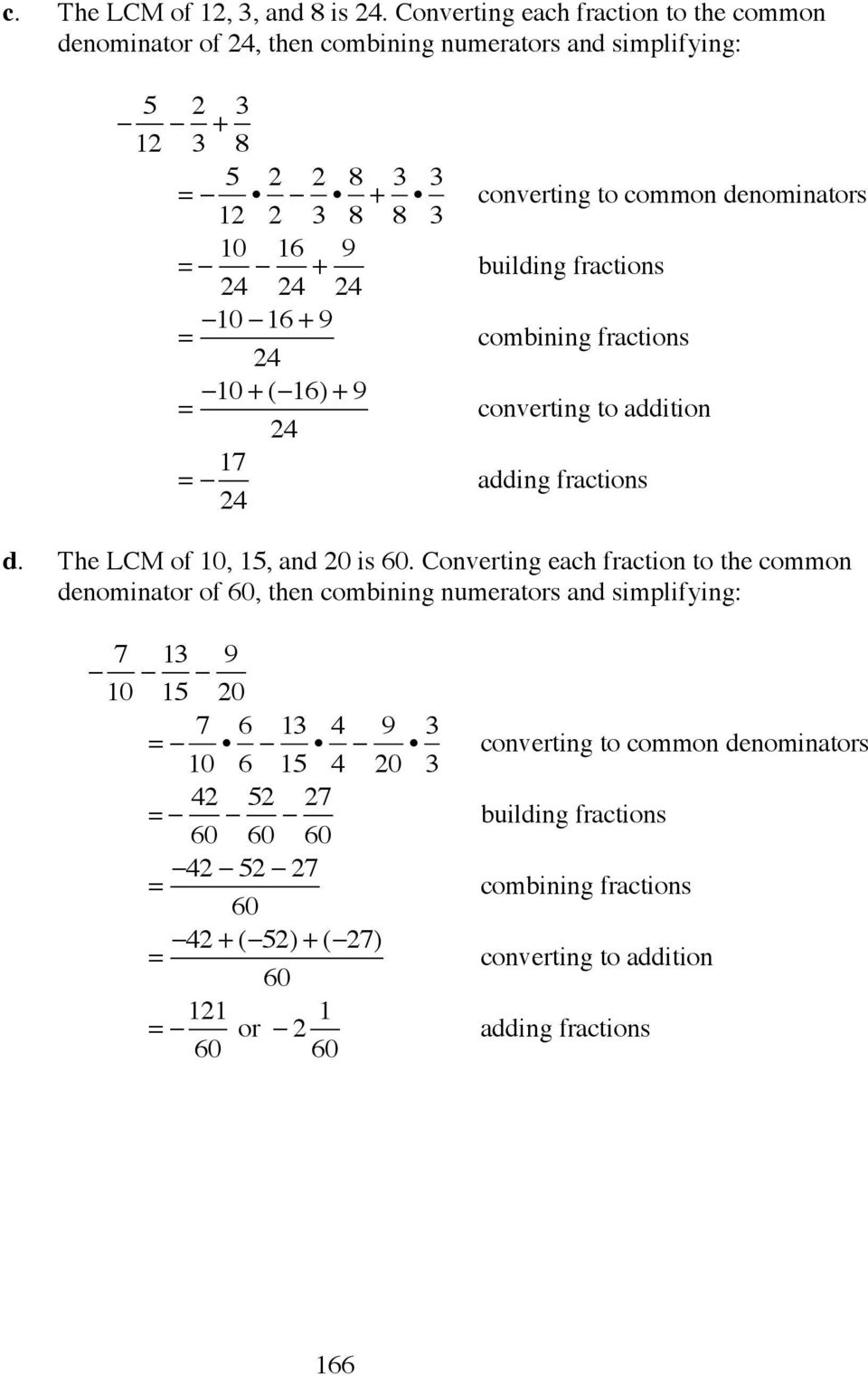 The LCM of 10,, and 20 is 60. Converting each fraction to the common denominator of 60, then combining numerators and simplifying:!