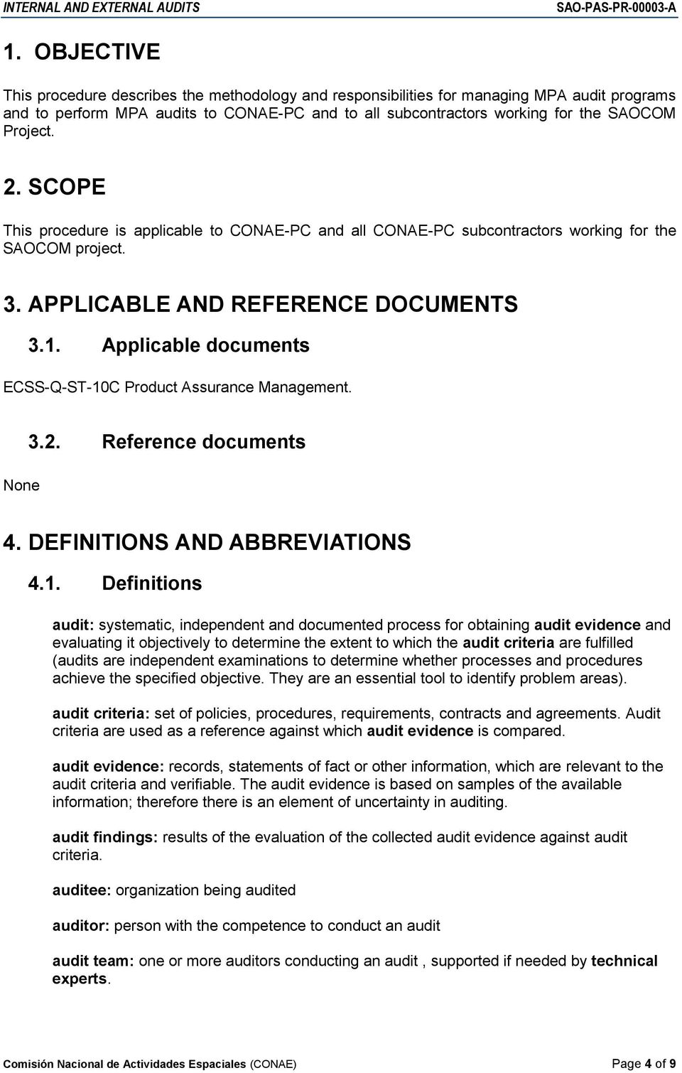 Applicable documents ECSS-Q-ST-10