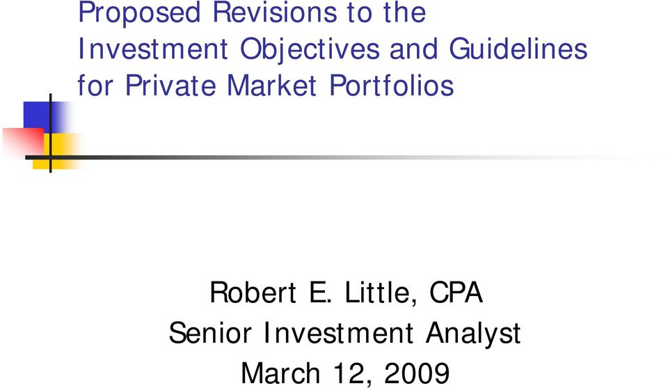 Market Portfolios Robert E.