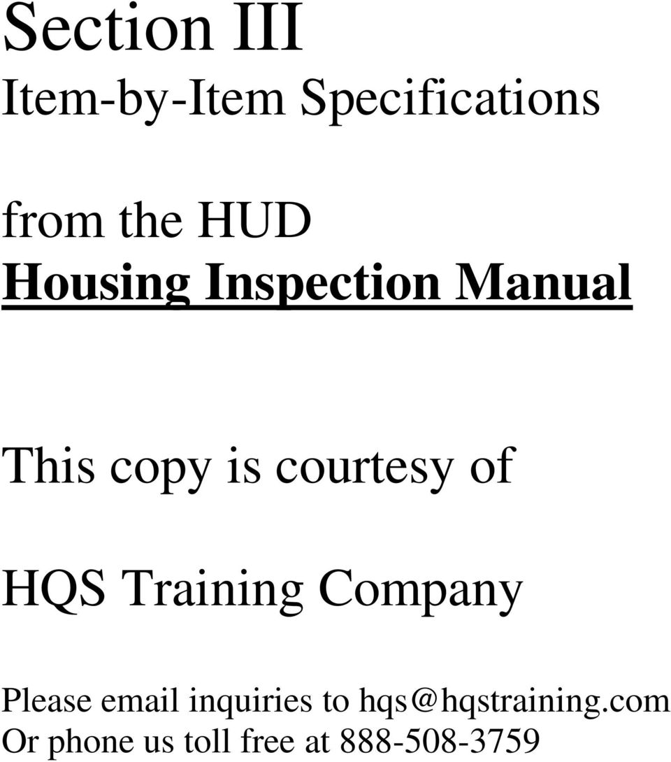 of HQS Training Company Please email inquiries to