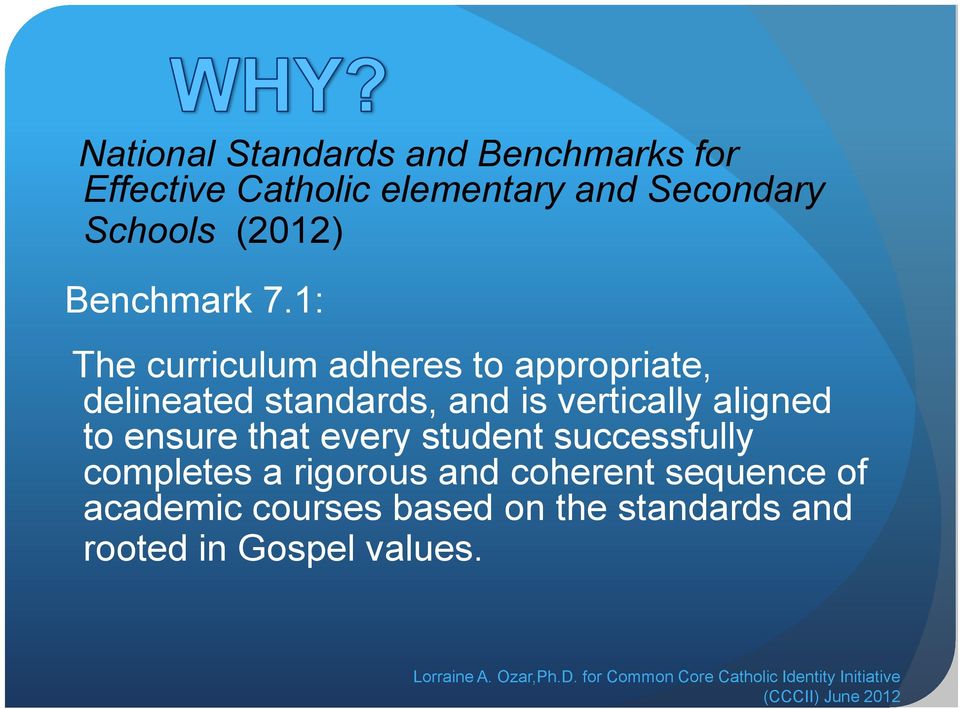 1: The curriculum adheres to appropriate, delineated standards, and is vertically