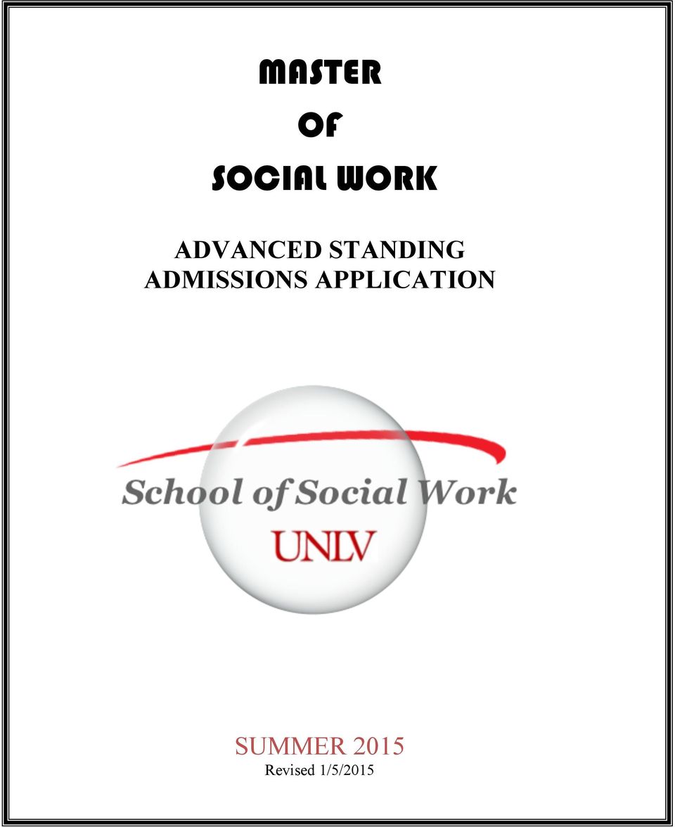 ADMISSIONS APPLICATION