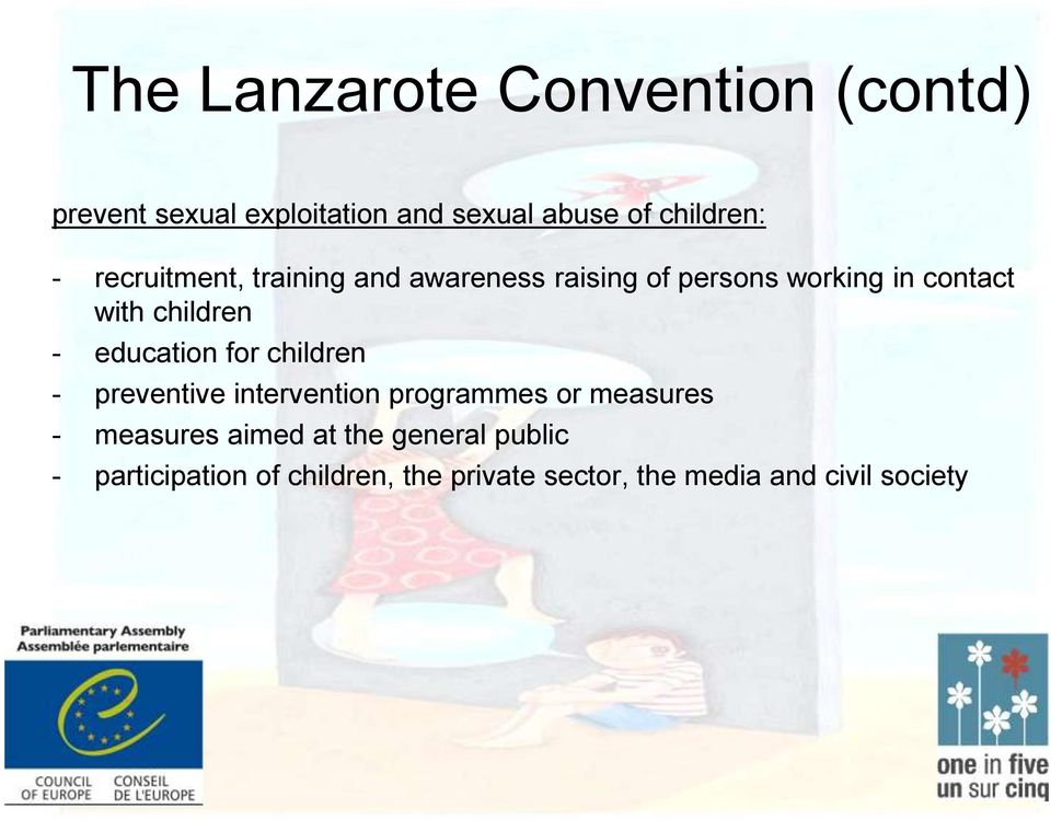 education for children - preventive intervention programmes or measures - measures aimed at