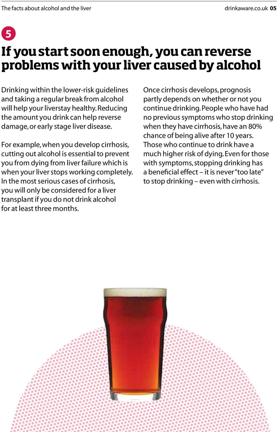 healthy. Reducing the amount you drink can help reverse damage, or early stage liver disease.