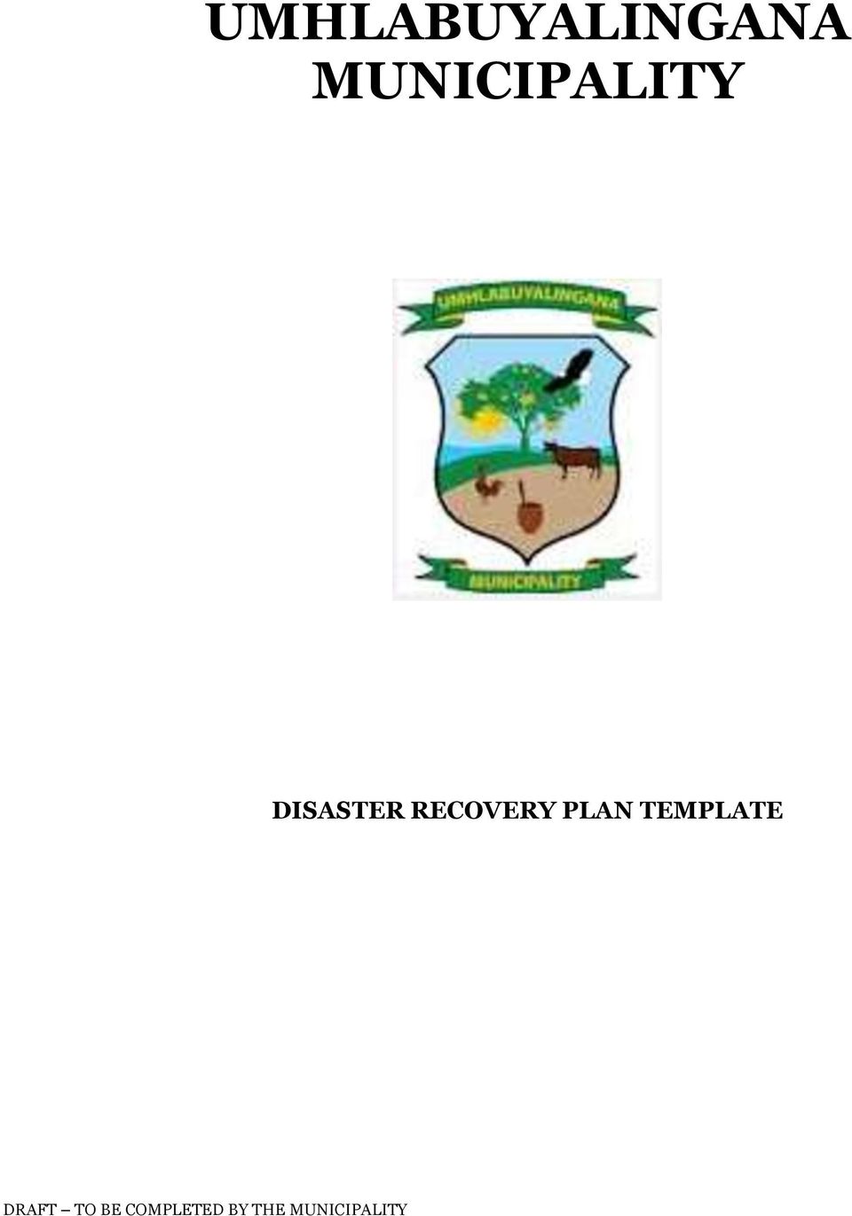 RECOVERY PLAN TEMPLATE