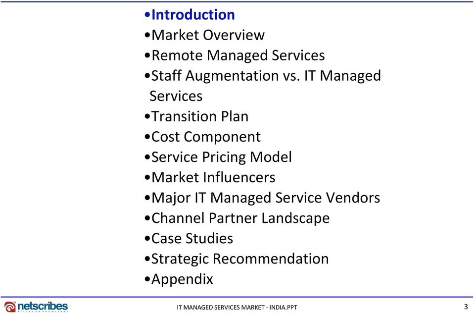 IT Managed Services Transition Plan Cost Component Service Pricing