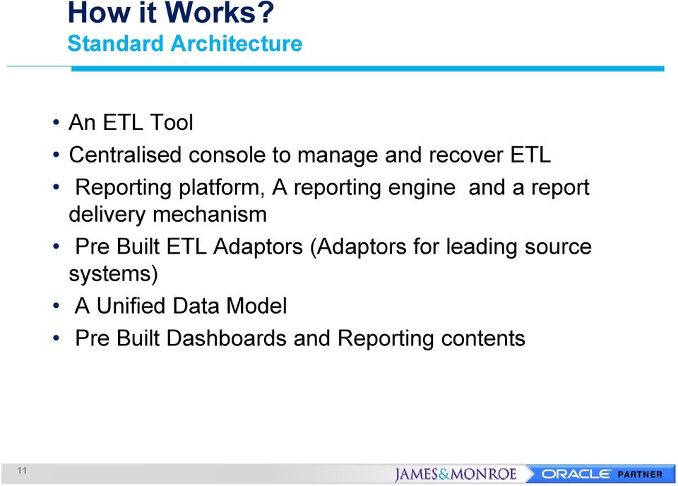 recover ETL Reporting platform, A reporting engine and a report delivery