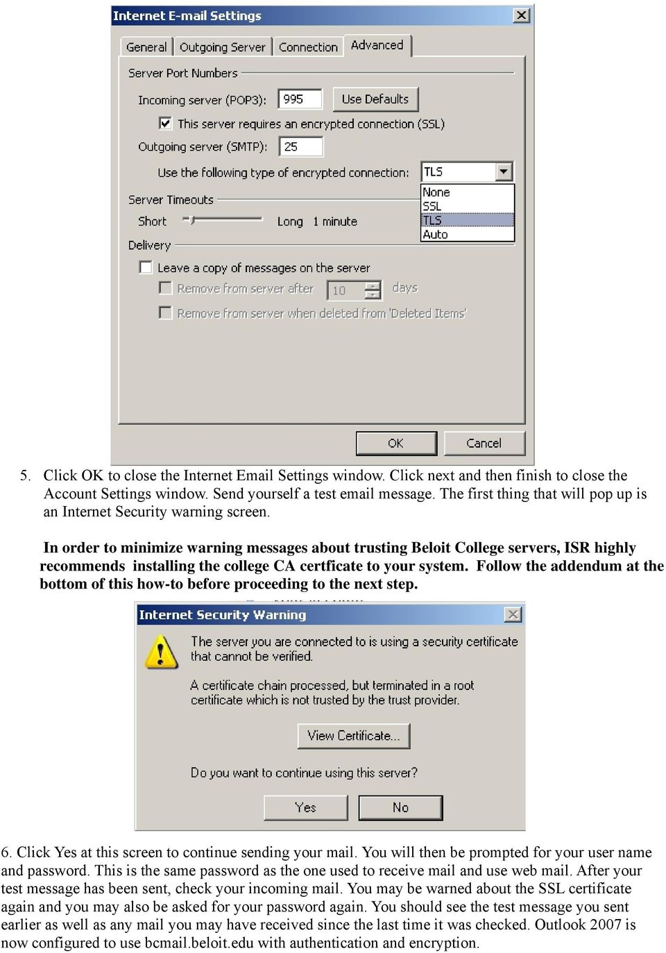 In order to minimize warning messages about trusting Beloit College servers, ISR highly recommends installing the college CA certficate to your system.