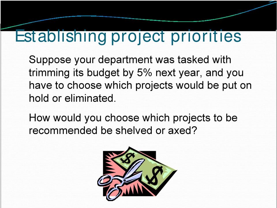 to choose which projects would be put on hold or eliminated.