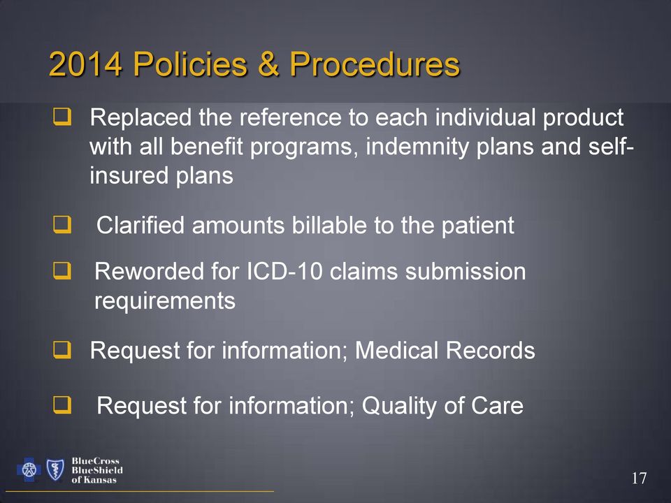 amounts billable to the patient Reworded for ICD-10 claims submission