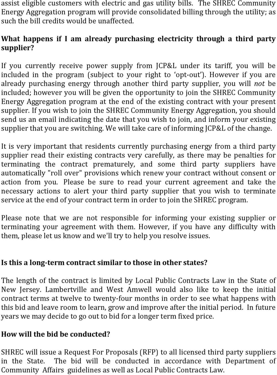 What happens if I am already purchasing electricity through a third party supplier?