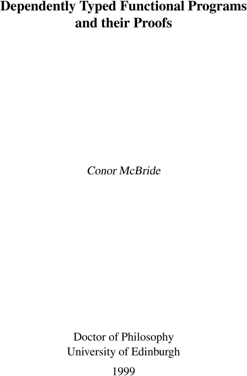 Conor McBride Doctor of
