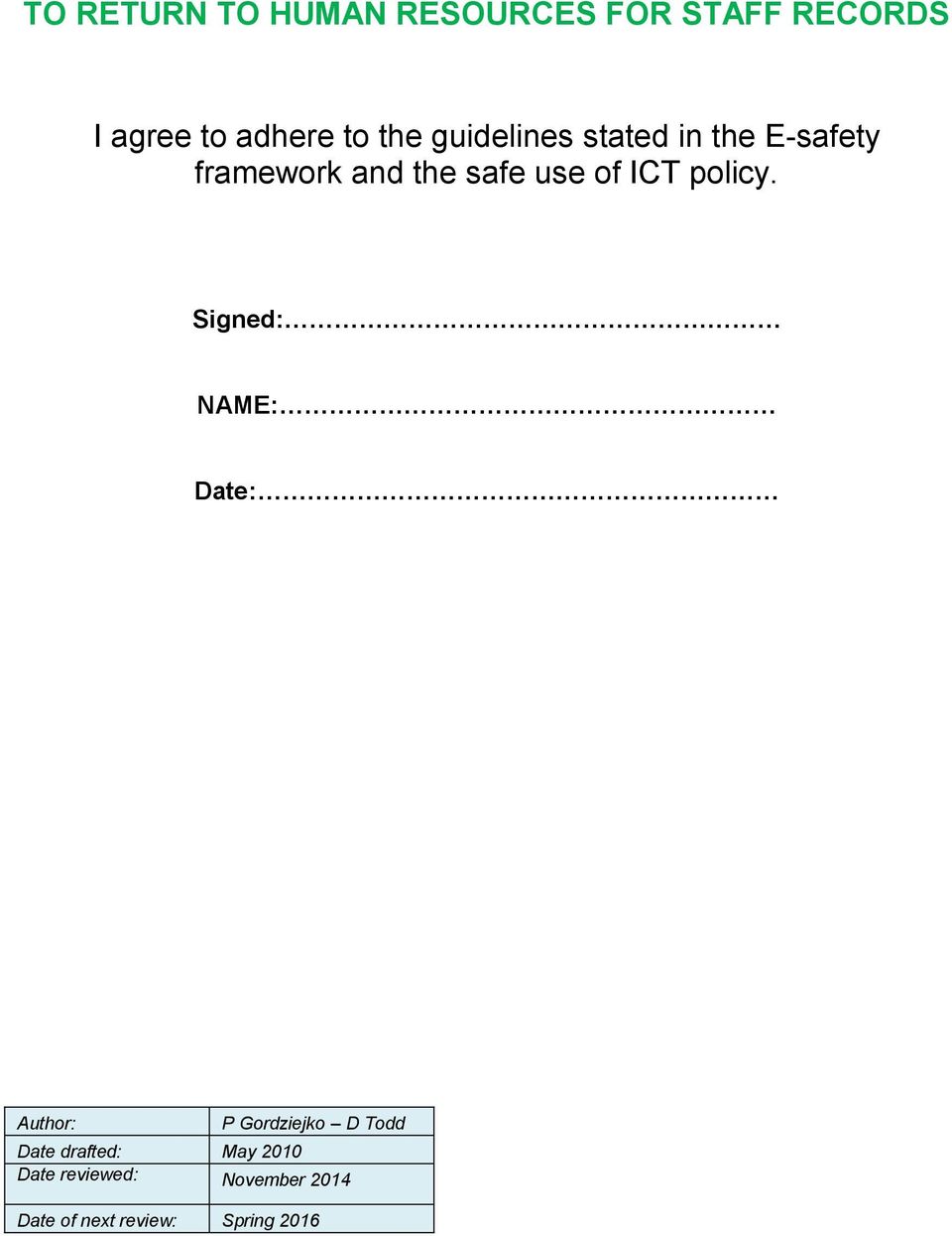ICT policy.