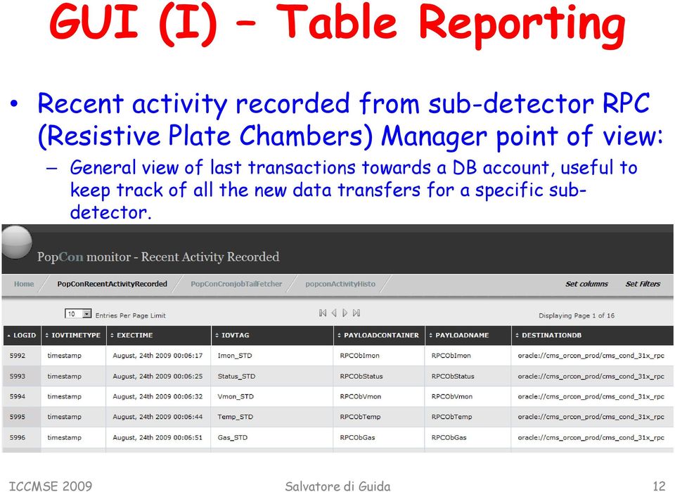 transactions towards a DB account, useful to keep track of all the new