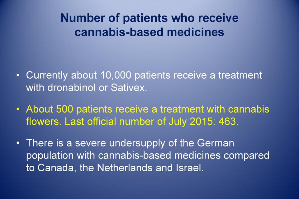 About 500 patients receive a treatment with cannabis flowers.