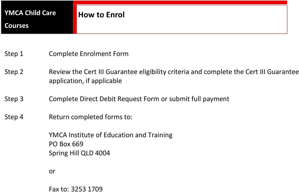 applicable Complete Direct Debit Request Form or submit full payment Return completed