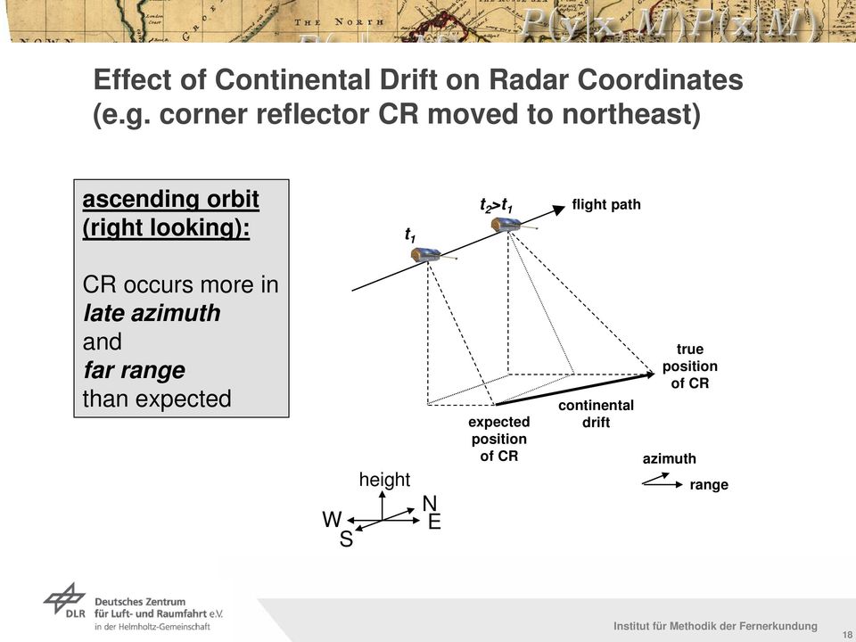 2 >t 1 flight path CR occurs more in late azimuth and far range than expected