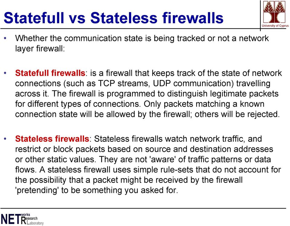 Only packets matching a known connection state will be allowed by the firewall; others will be rejected.
