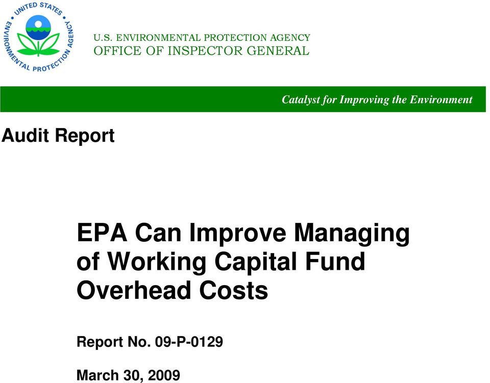 the Environment EPA Can Improve Managing of Working