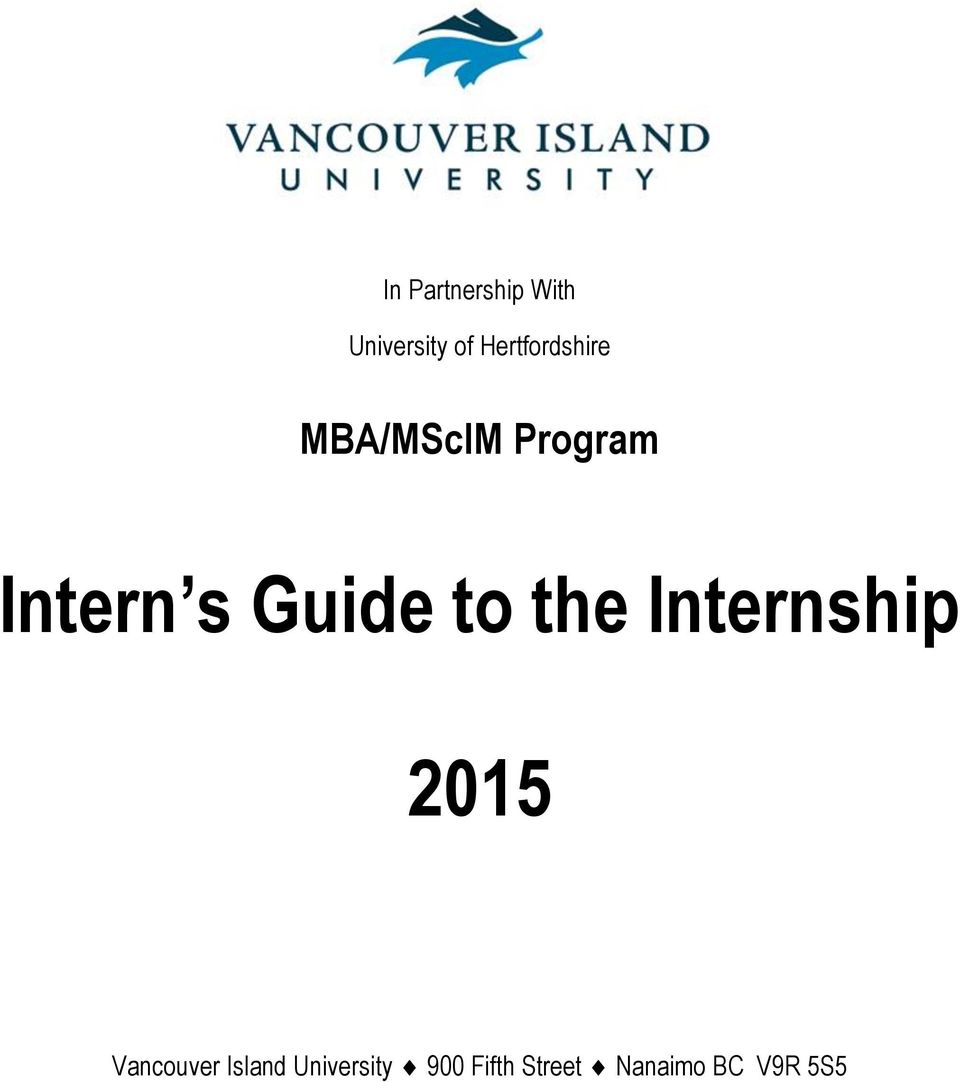Guide to the Internship 2015 Vancouver