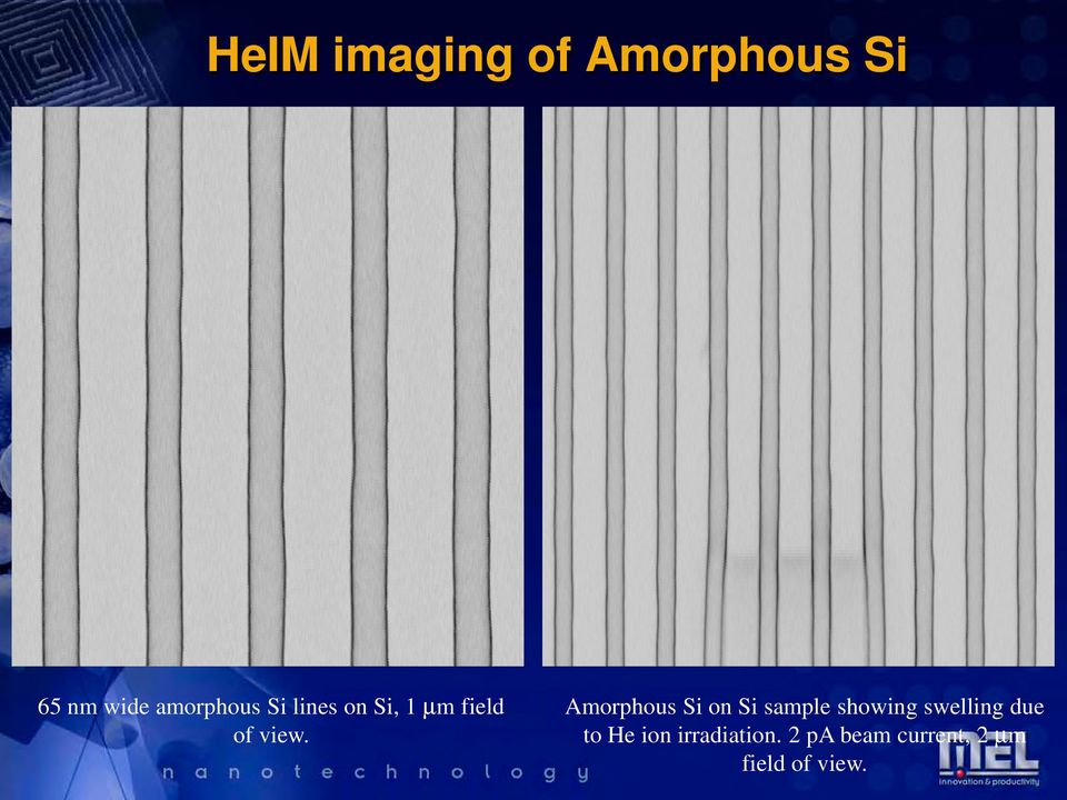 Amorphous Si on Si sample showing swelling due