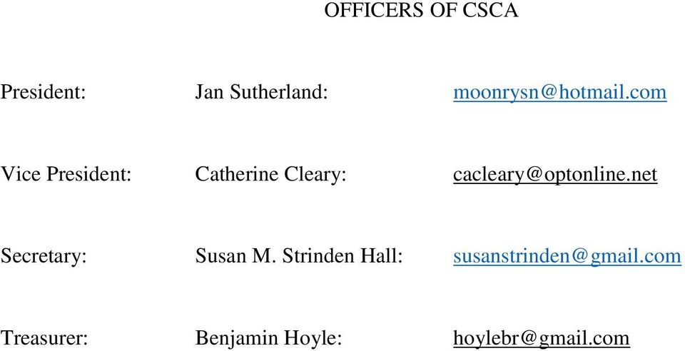 com Vice President: Catherine Cleary: cacleary@optonline.