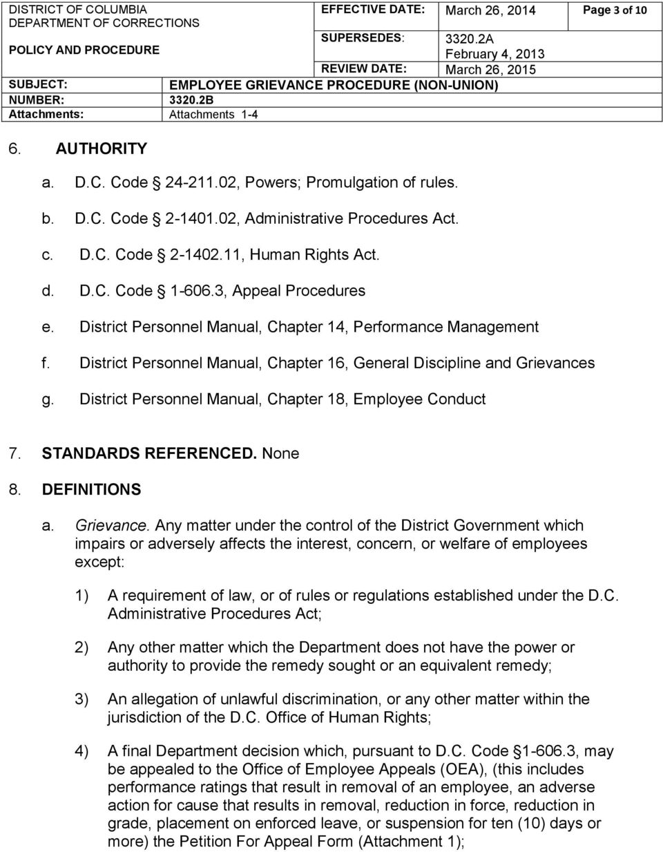 District Personnel Manual, Chapter 16, General Discipline and Grievances