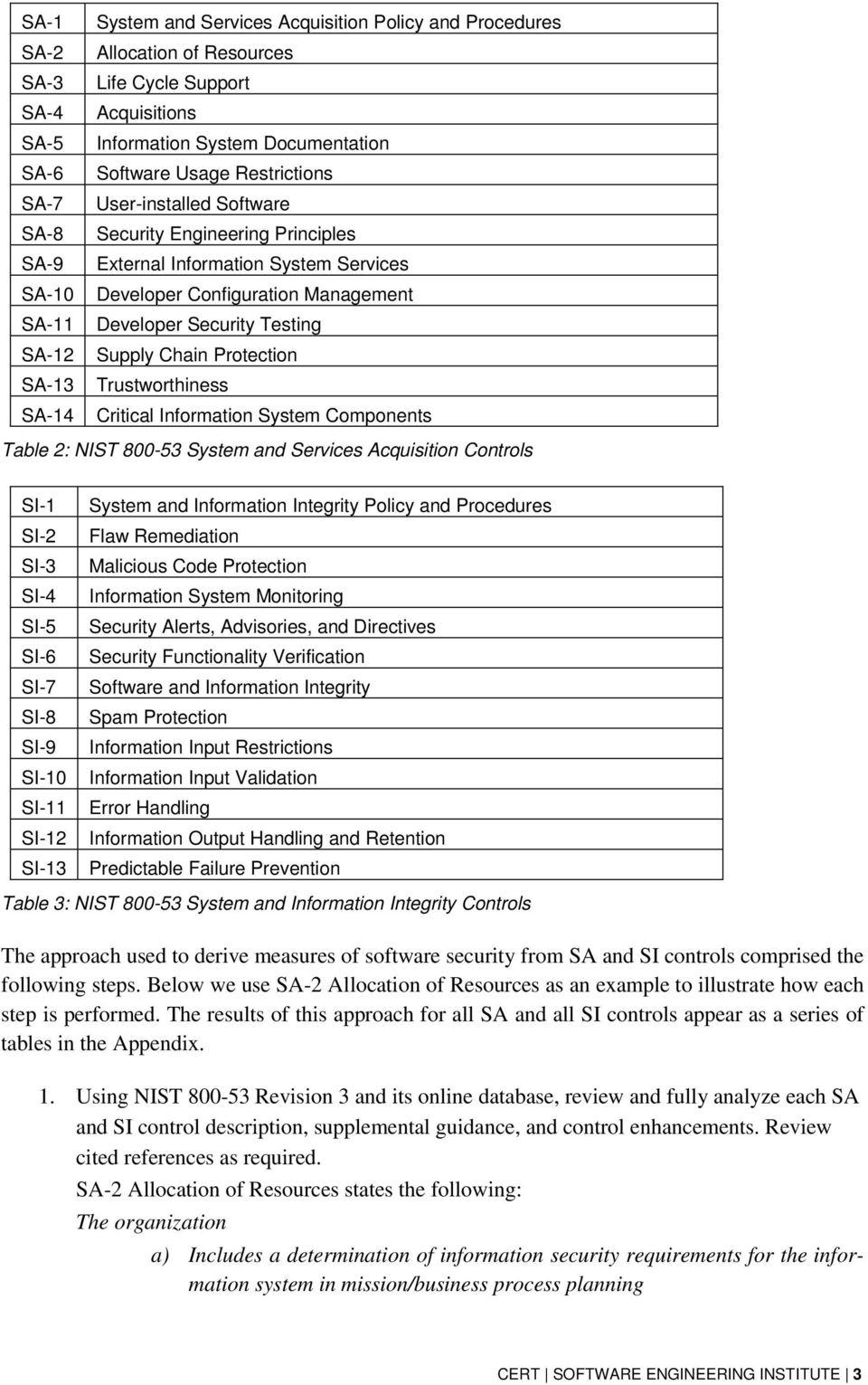 Critical System Components Table 2: NIST 800-53 Services Acquisition SI-1 SI-2 SI-3 SI-4 SI-5 SI-6 SI-7 SI-8 SI-9 SI-10 SI-11 SI-12 SI-13 Integrity Policy and Procedures Flaw Remediation Malicious