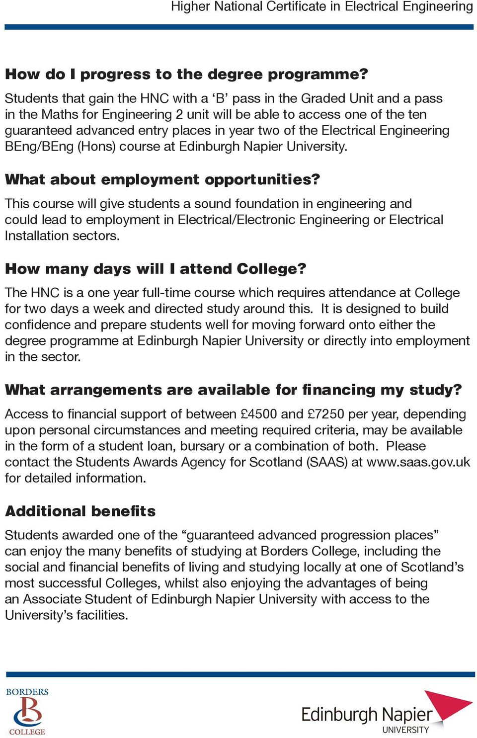 Electrical Engineering BEng/BEng (Hons) course at Edinburgh Napier University. What about employment opportunities?