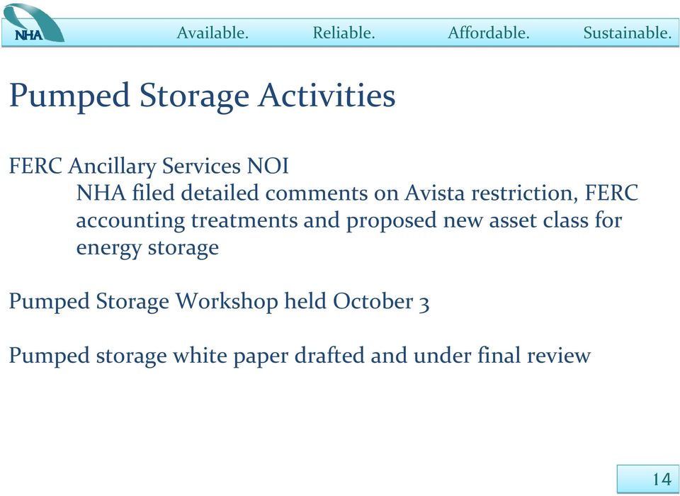and proposed new asset class for energy storage Pumped Storage