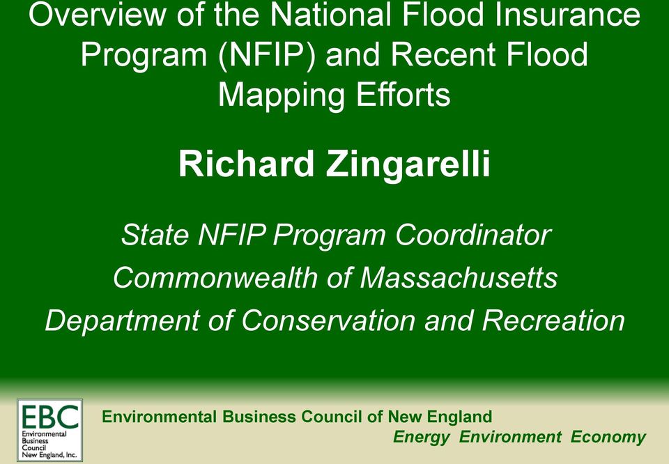 Coordinator Commonwealth of Massachusetts Department of Conservation