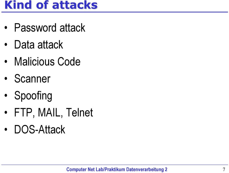 FTP, MAIL, Telnet DOS-Attack Computer