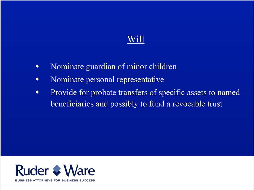 probate transfers of specific assets to named