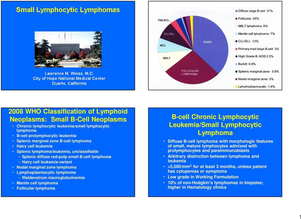Waldenstrom macroglobulinemia Mantle cell lymphoma Follicular lymphoma B-cell Chronic Lymphocytic Leukemia/Small Lymphocytic Lymphoma Diffuse B-cell lymphoma with morphologic features of small,