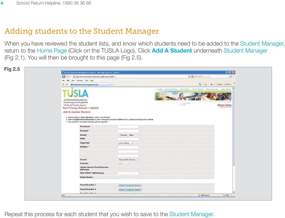 Logo). Click Add A Student underneath Student Manager (Fig 2.1).