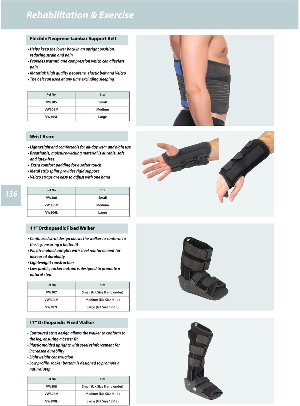moisture-wicking material is durable, soft and latex-free Extra comfort padding for a softer touch Metal strip splint provides rigid support Velcro straps are easy to adjust with one hand 136 VW306